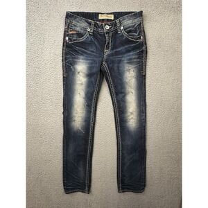 VTG Buckaroo Original Distressed Slim Straight Womens Jeans Size 31 Y2K Bling